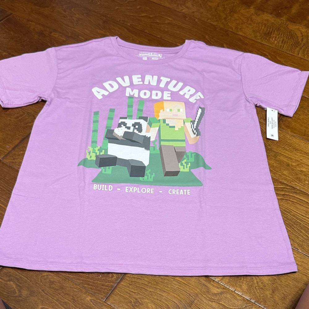 NWT Size XL (14-16) Minecraft Lilac Adventure Mode Shirt